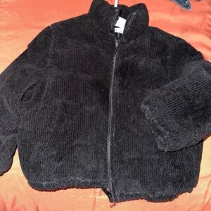 Kids corduroy puffer black coat